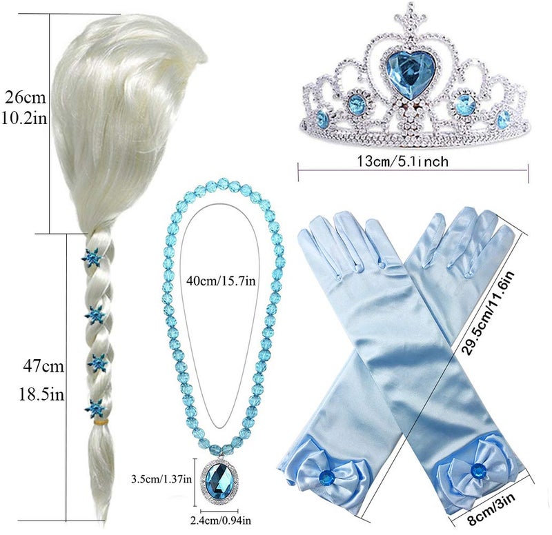 Yosbabe Princess Wig Braid with Tiara Necklace Gloves Princess Dress Up Costume Cosplay Accessories for Kids Girls - Image 5